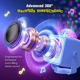 Colorful LED modes sync with music for energetic party atmosphere
