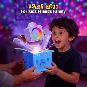 Delighkidz portable karaoke machine is lightweight for easy transport.