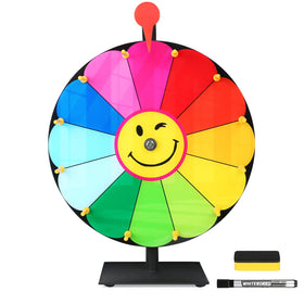Delizon 12 inch color prize wheel with sunflower pattern for classroom fun and prize draws.