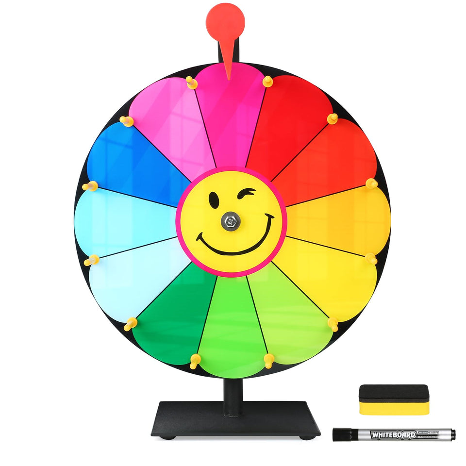Delizon 12 inch color prize wheel with sunflower pattern for classroom fun and prize draws.