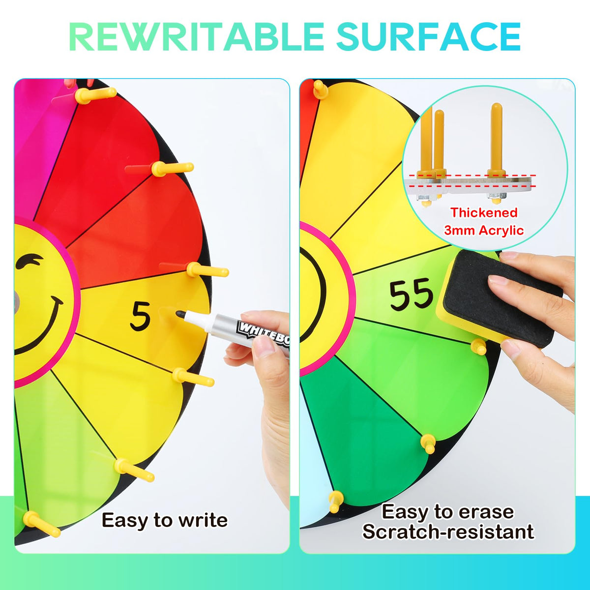 Delizon included dry erase marker and eraser for quick prize customization.
