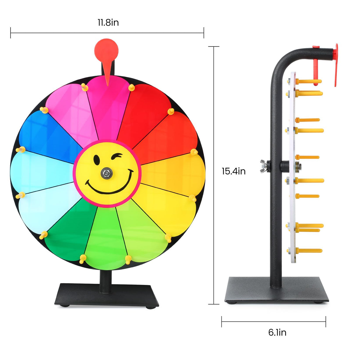 Delizon 12-slot spinning wheel in action, ideal for parties and interactive games.