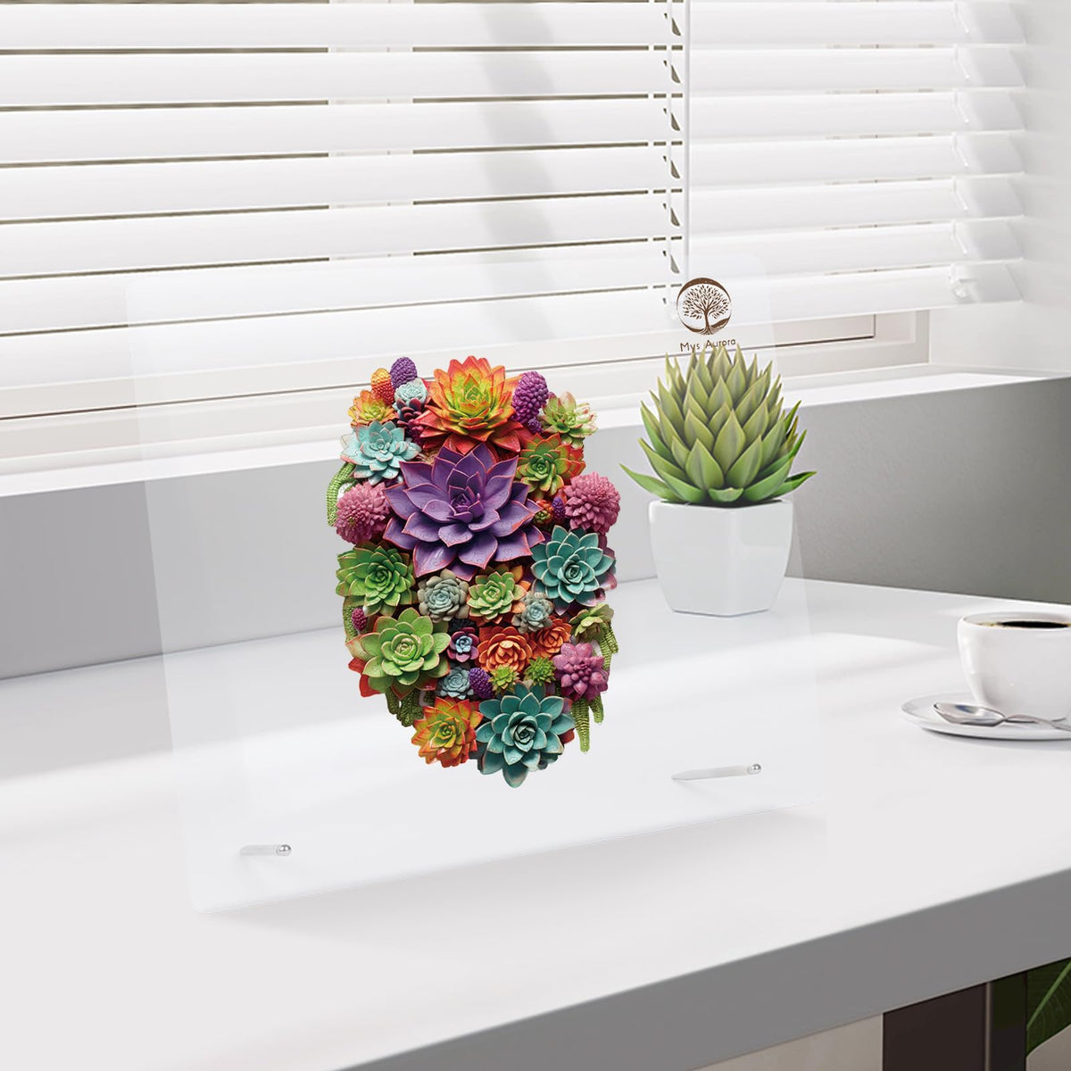 Delobil finished display highlights the succulent mandala design