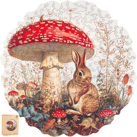 Delobil mushroom bunny puzzle wooden 200 pieces for wall display