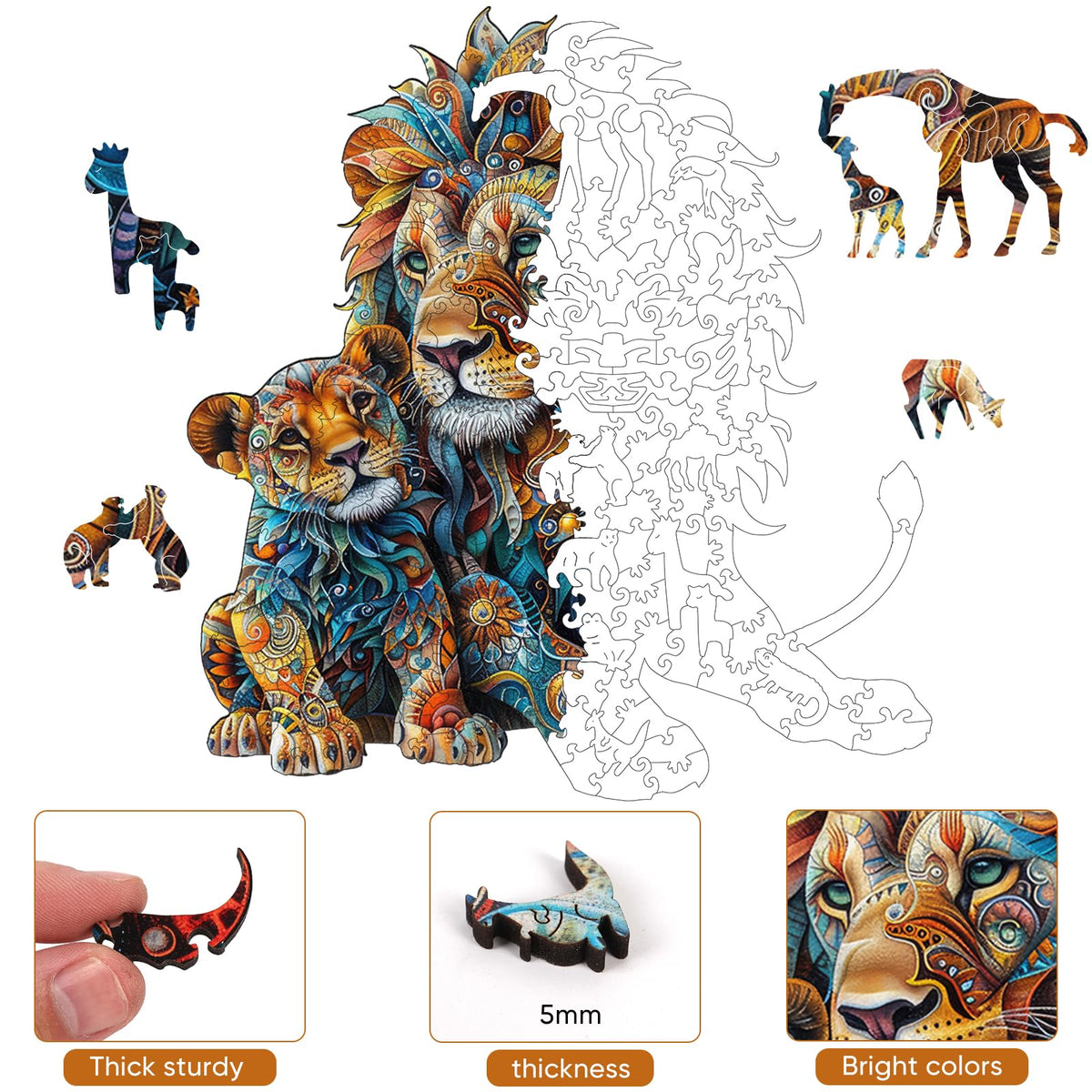 Delobil unique shape pieces reveal animal silhouettes for engaging problem solving.