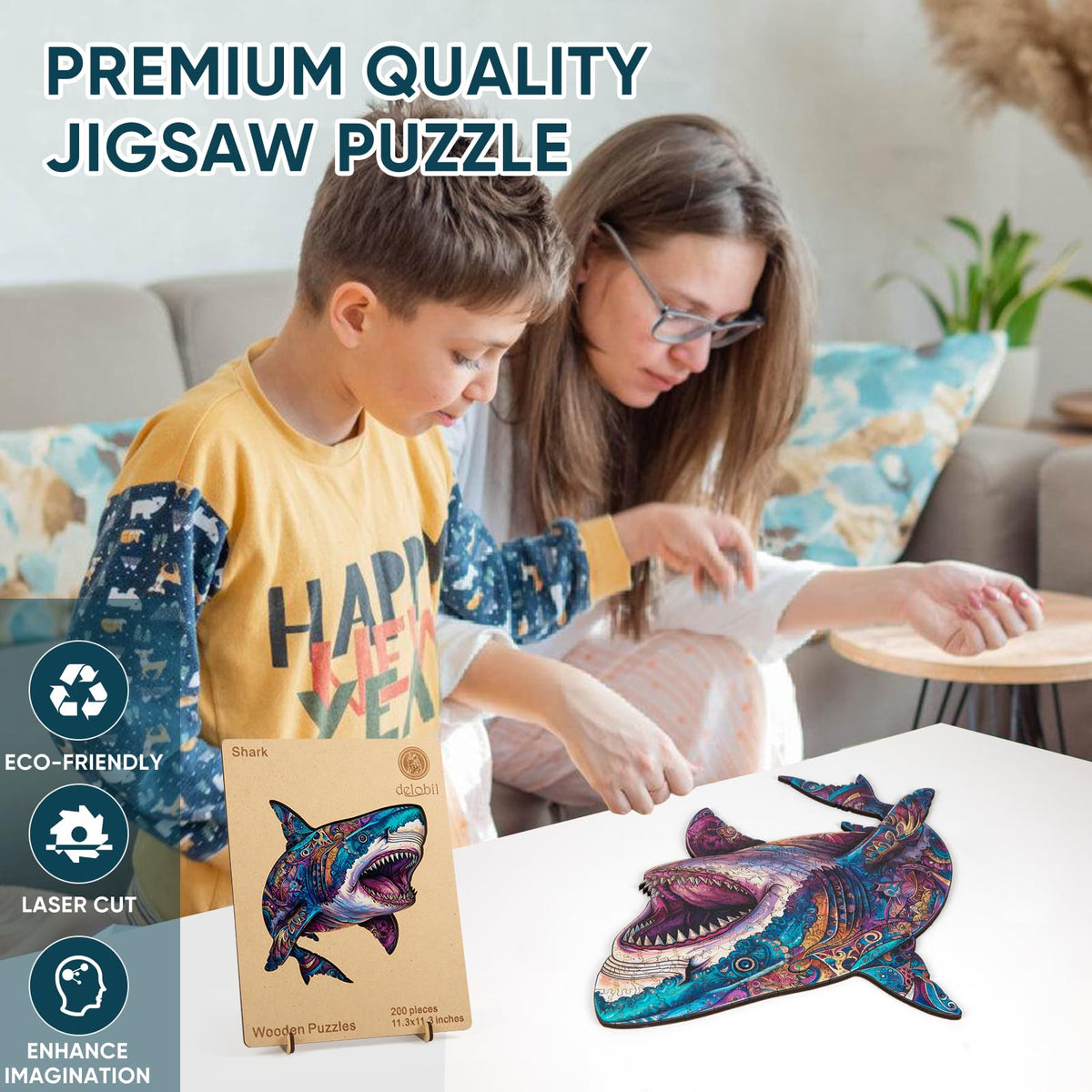 Delobil 5mm thick wooden puzzle pieces offer smooth, sturdy enjoyment
