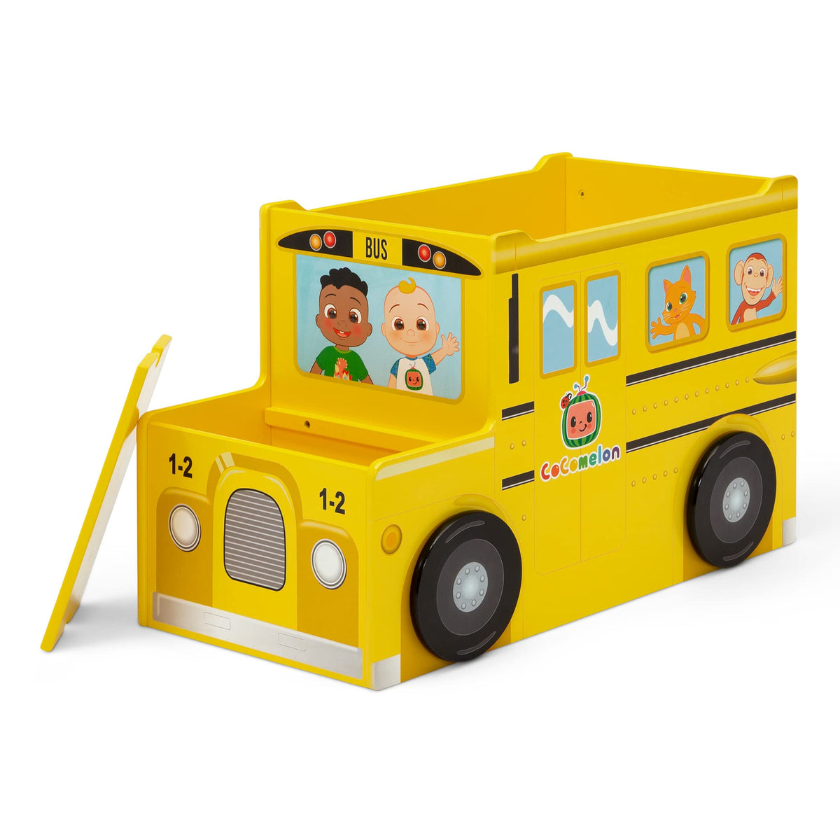 Delta Children CoComelon storage solution in bedroom or playroom