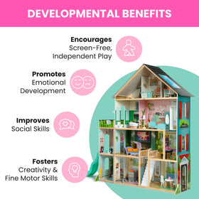 Delta Children Deluxe Maui Island Dollhouse compatible with 12-inch fashion dolls like Barbie.