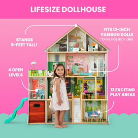 Delta Children Deluxe Maui Island Dollhouse fifty accessories enhance interactive pretend play.
