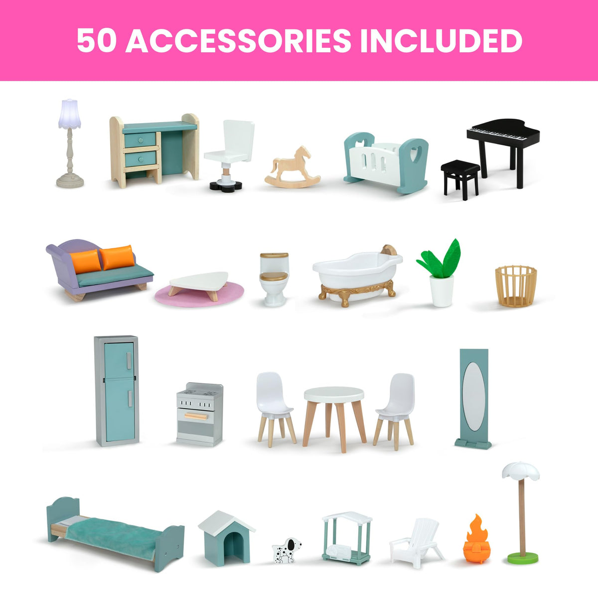 Delta Children Deluxe Maui Island Dollhouse working elevator supports realistic multi-floor exploration.