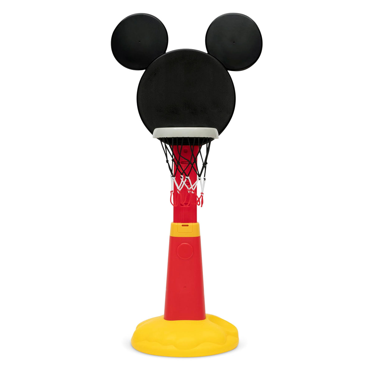 Vibrant red and black colors evoke Mickey Mouse energy