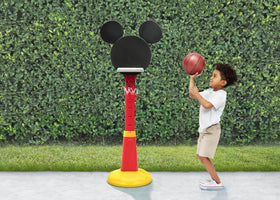 Mickey Mouse hoop enables indoor or outdoor play for active kids