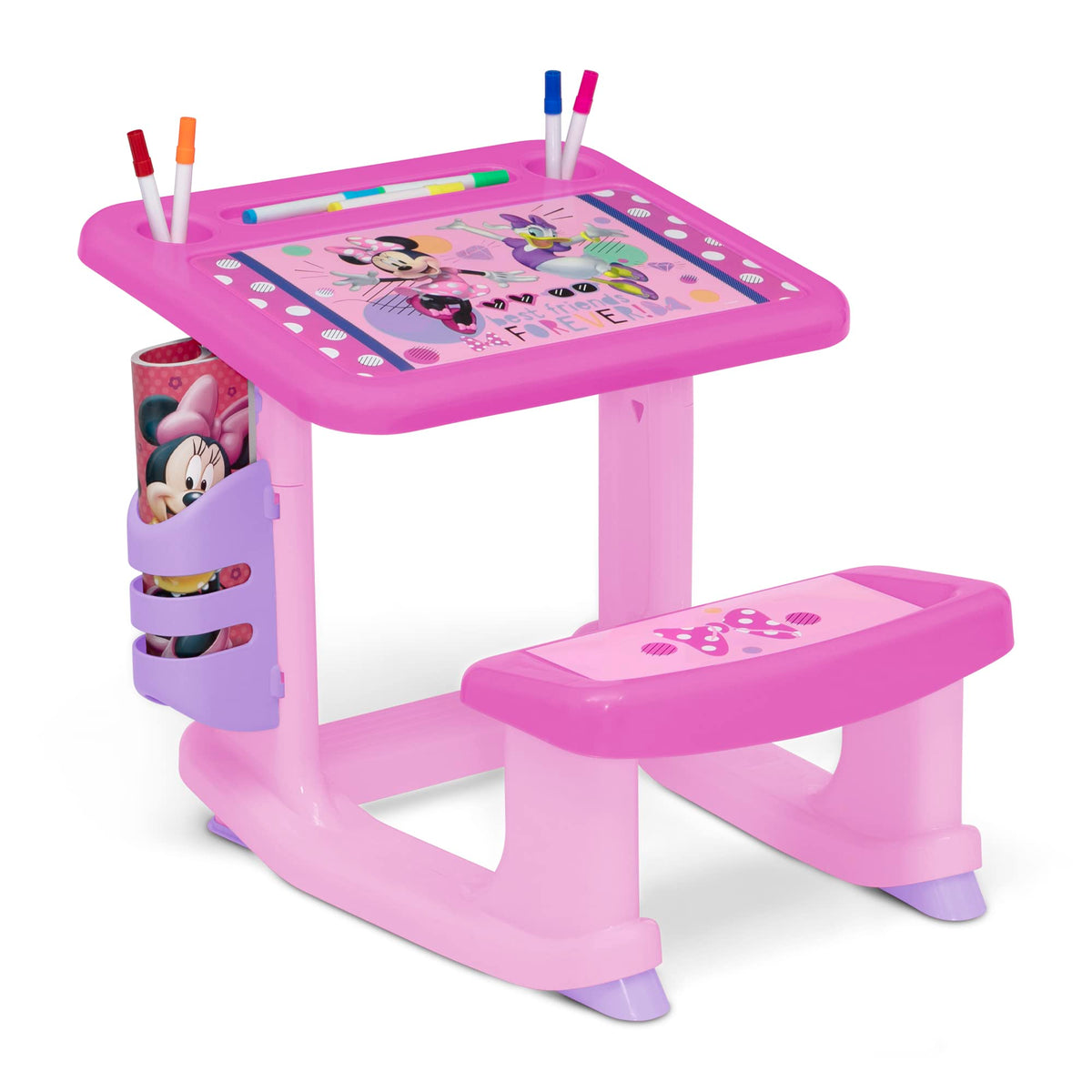 Delta Children Minnie Mouse Draw and Play Desk in pink inspires imaginative play