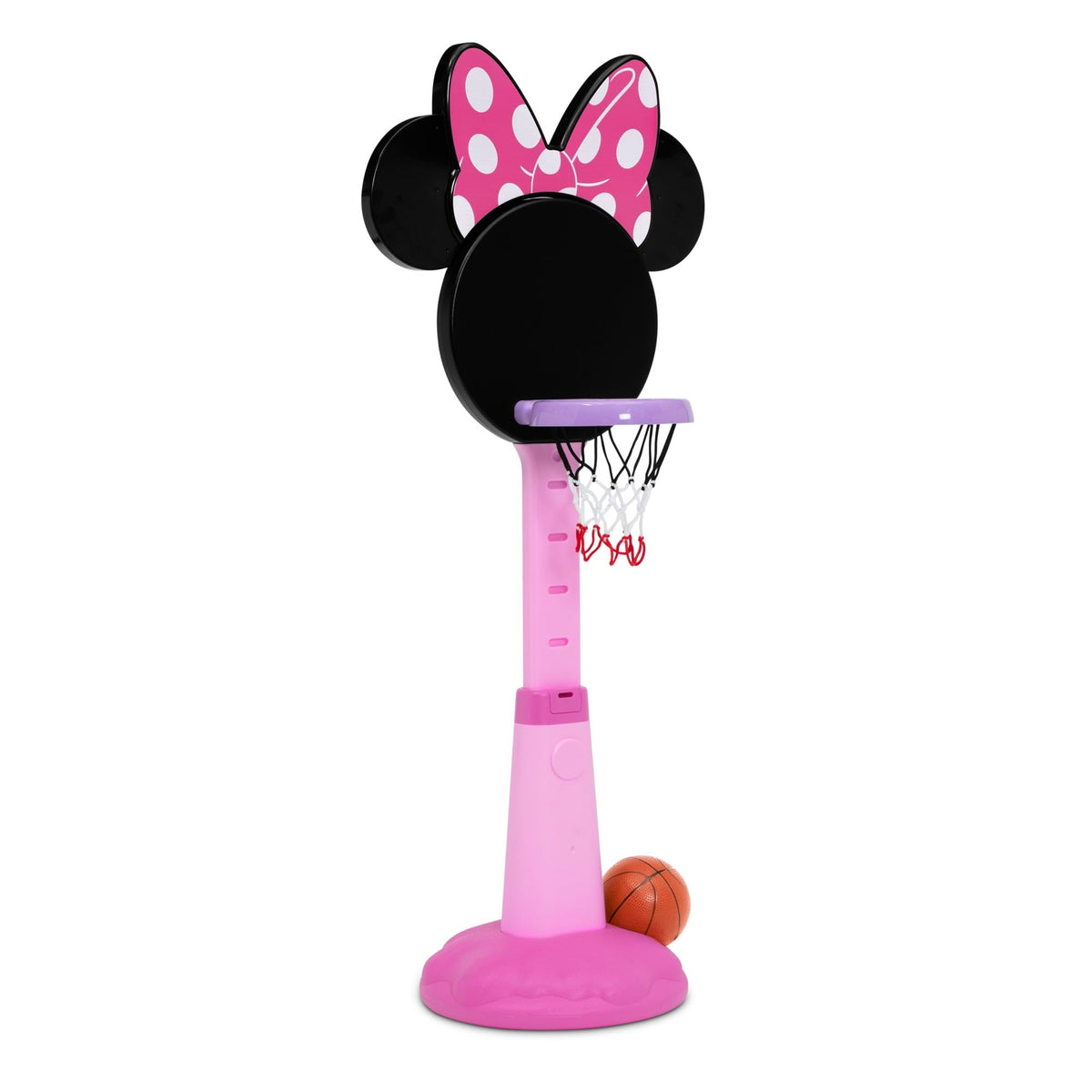 Delta Children Minnie Mouse hoop backboard featuring Minnie silhouette for kid-friendly play.