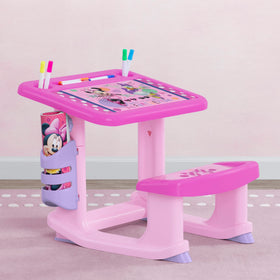 Minnie Mouse graphics on the desk invite joyful art sessions