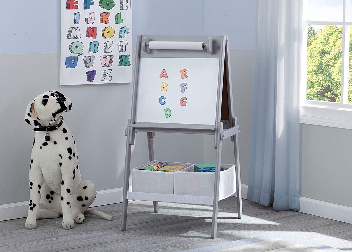 Delta Children MySize easel magnetic whiteboard side for doodles and notes.