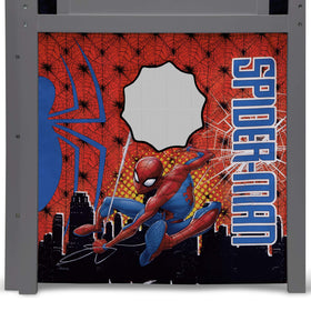 Delta Children Spider-Man loft bed tent sturdy polyester construction.