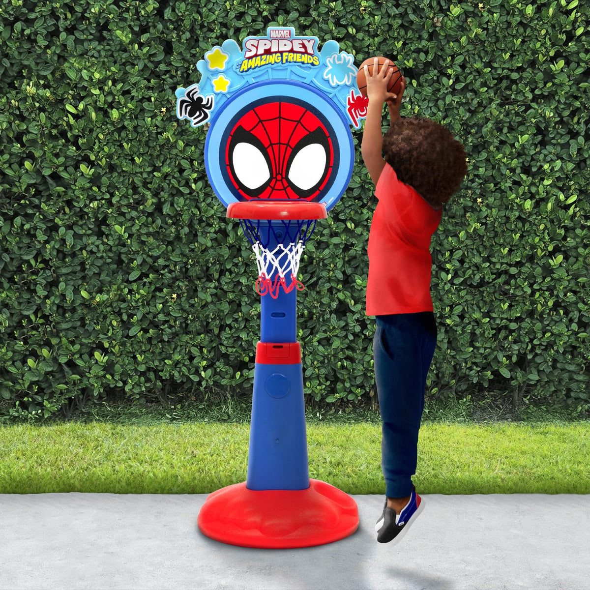 Delta Children Spidey hoop height adjustment for growing players