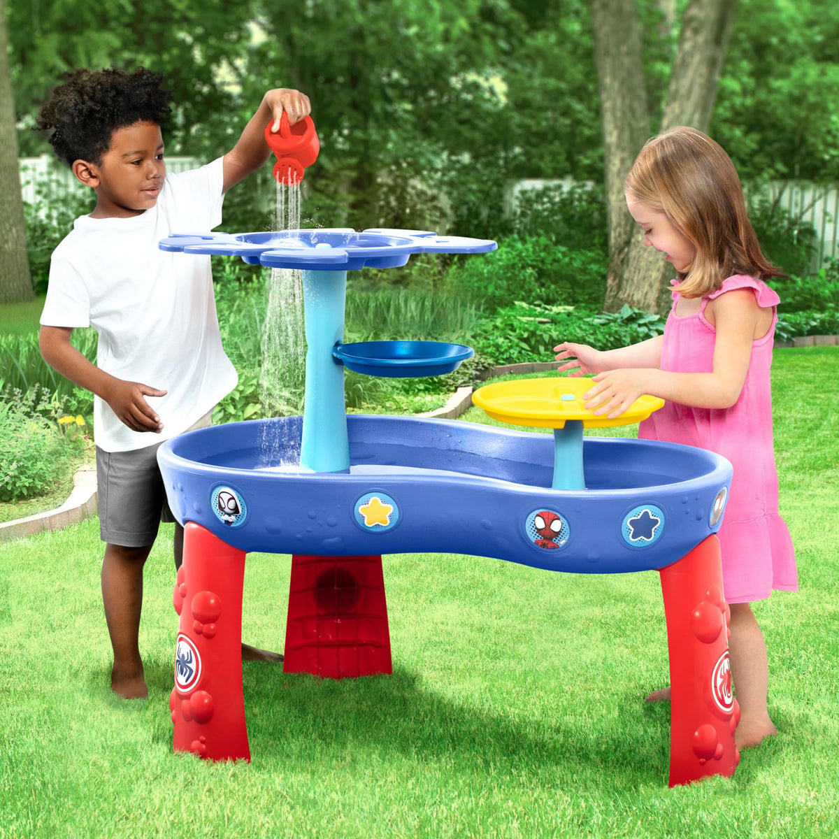 Delta Children Spidey table showcasing a 3-tier design for multi-task play.