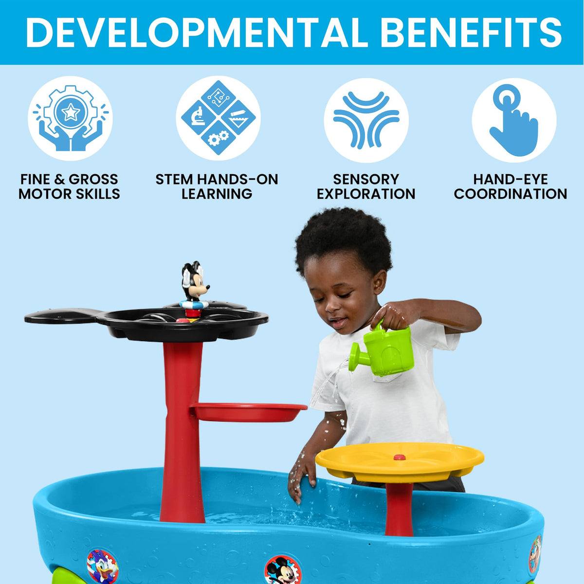 Delta Children Spidey set with shovels and scoopers supports sharing and coordination.