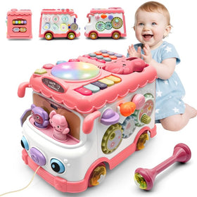 DELUTIQUE Compact Bus Toy design fits car trips and travel