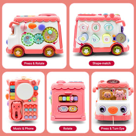 DELUTIQUE Baby Bus Toy drum and light engage senses during playtime for sensory exploration