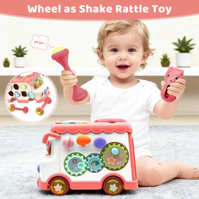 DELUTIQUE Bus Toy shape-matching puzzles support fine motor skills