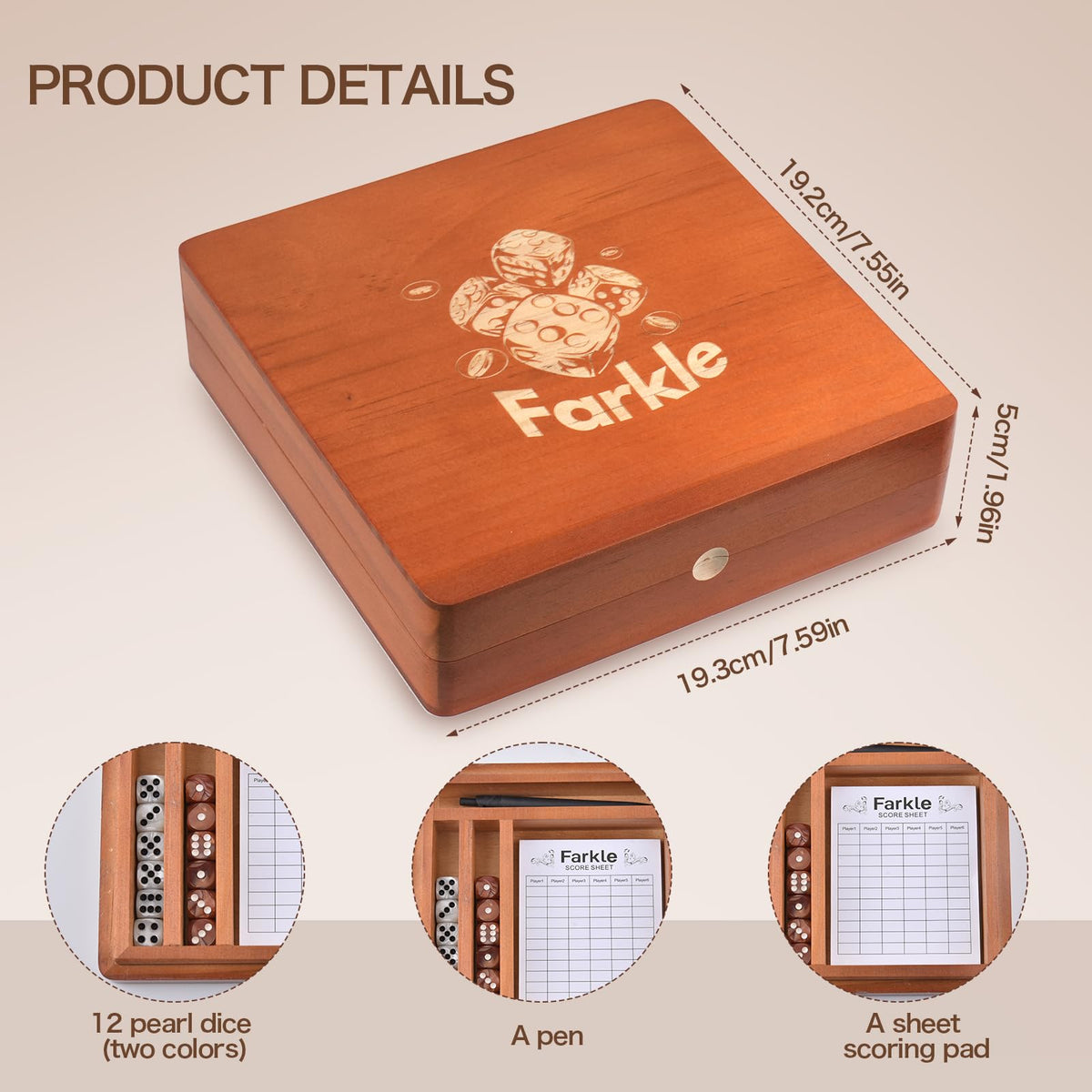 Demine Farkle classic score pad included for easy scorekeeping during play