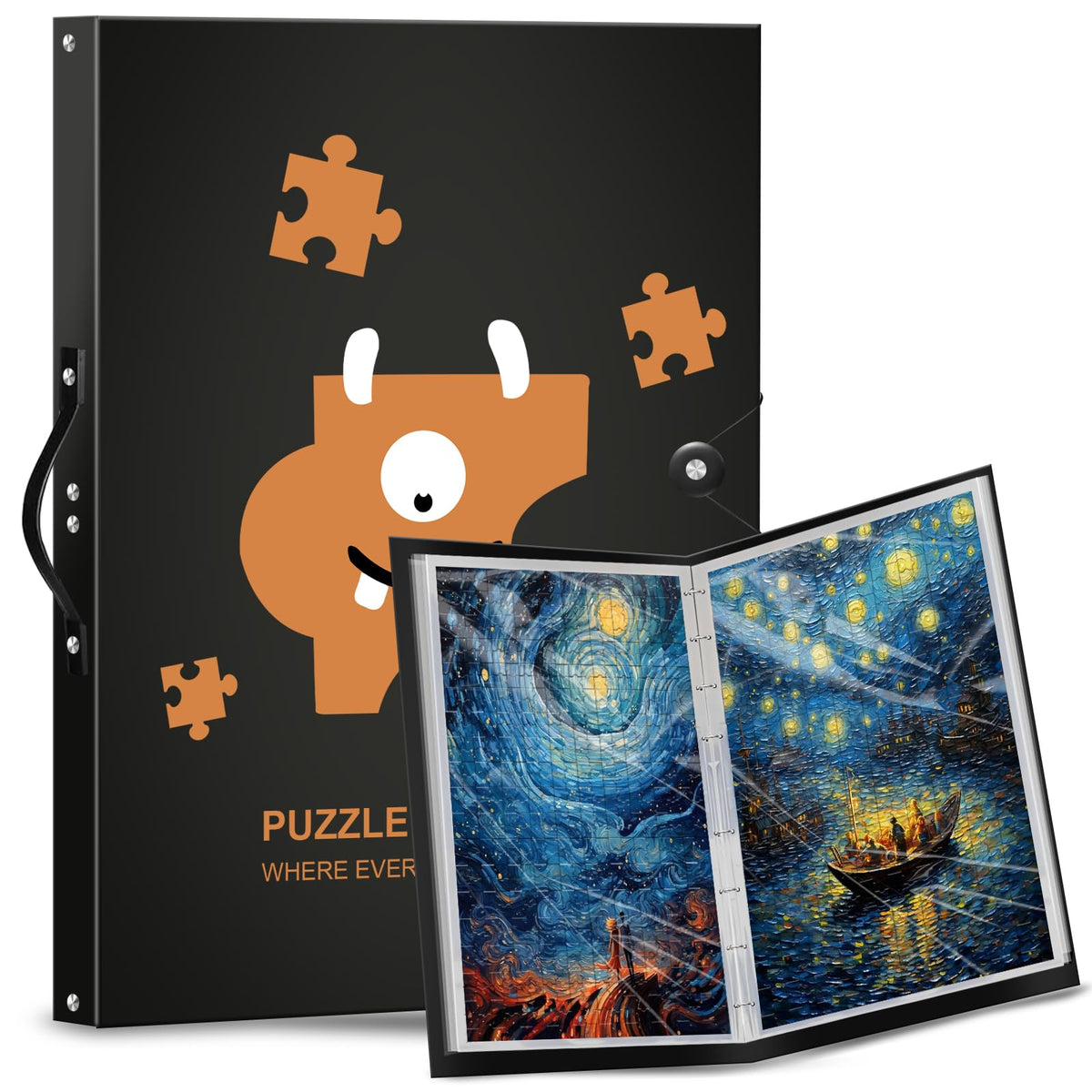 Demine puzzle storage folder shows 1000-piece capacity for organized storage.