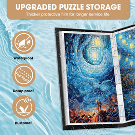Demine storage folder displays 40 puzzles in a portable binder for easy access.