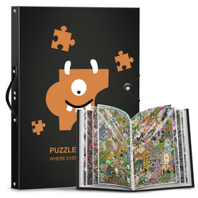 Demine puzzle storage folder front view showing 500-piece capacity for organized keeping
