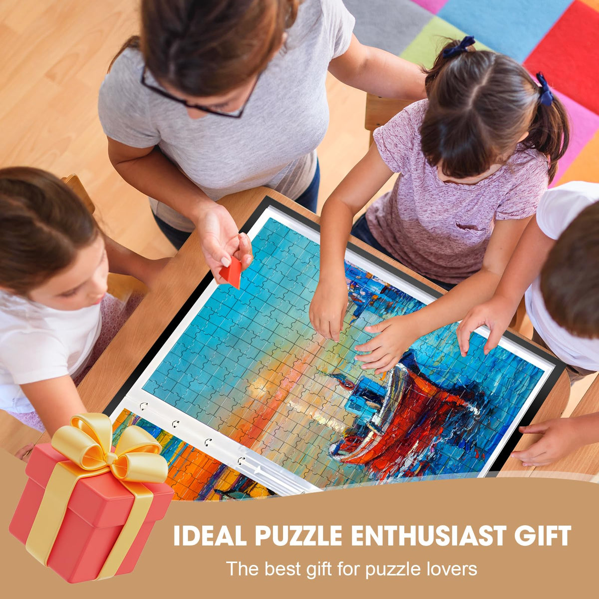 Demine puzzle storage folder doubles as a multifunctional organizer for posters and photo books