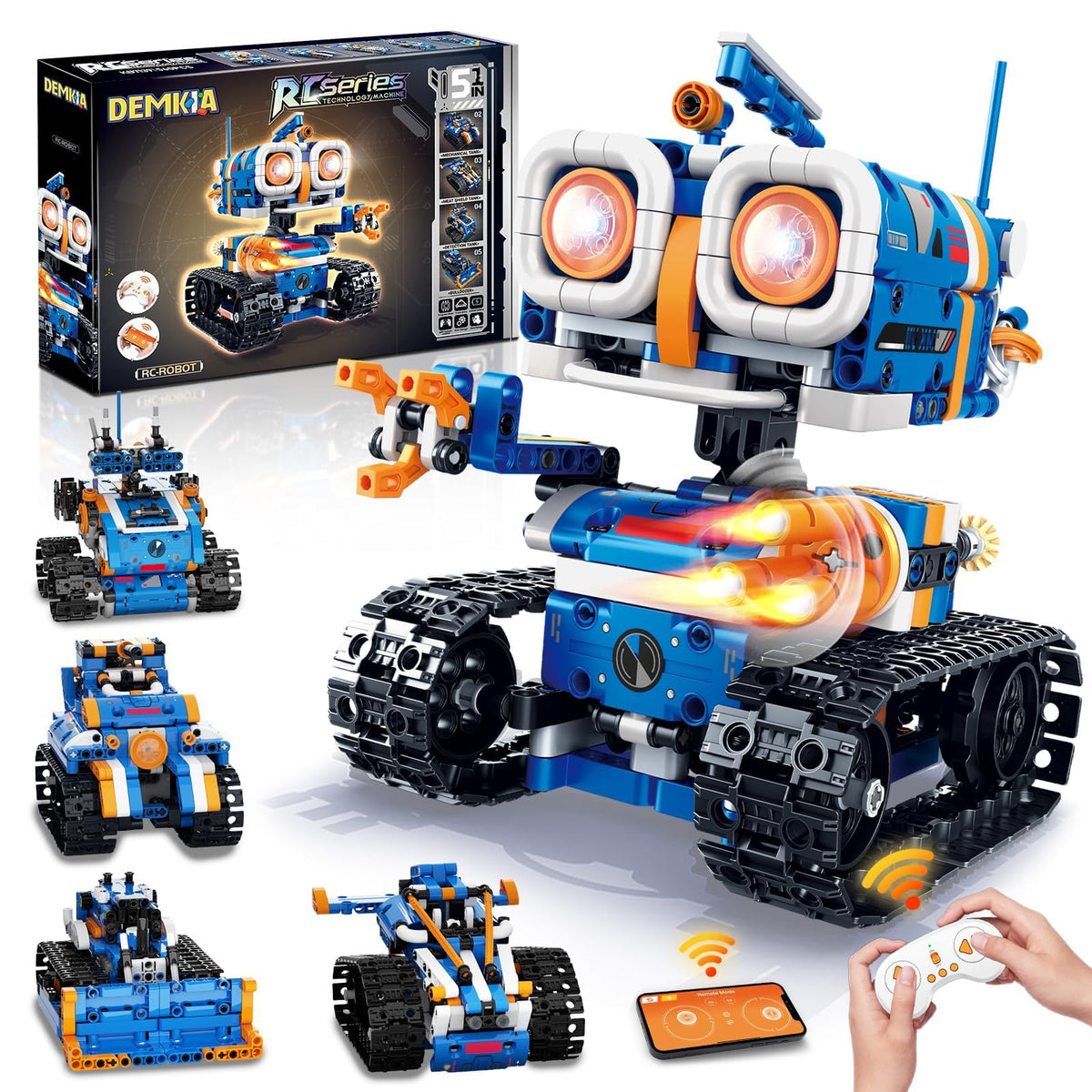 Demkia 5in1 STEM robot kit robot model promotes hands-on engineering exploration.
