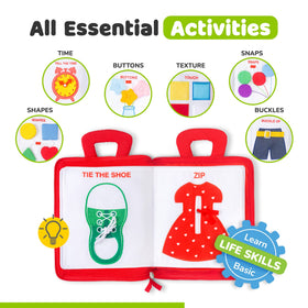 deMoca travel toys felt clock page introduces time concepts through play