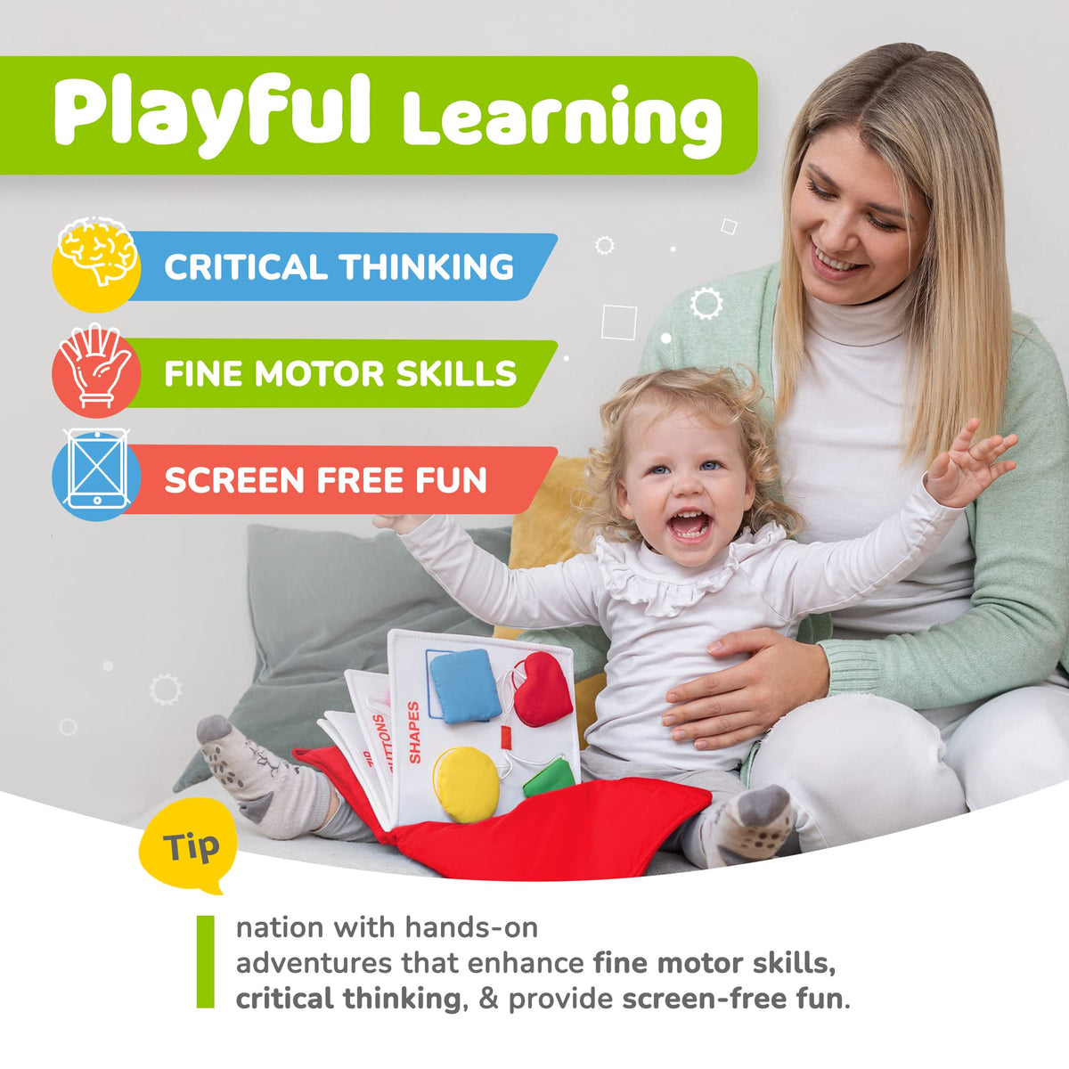 deMoca travel toys textured felt surfaces offer rich sensory exploration