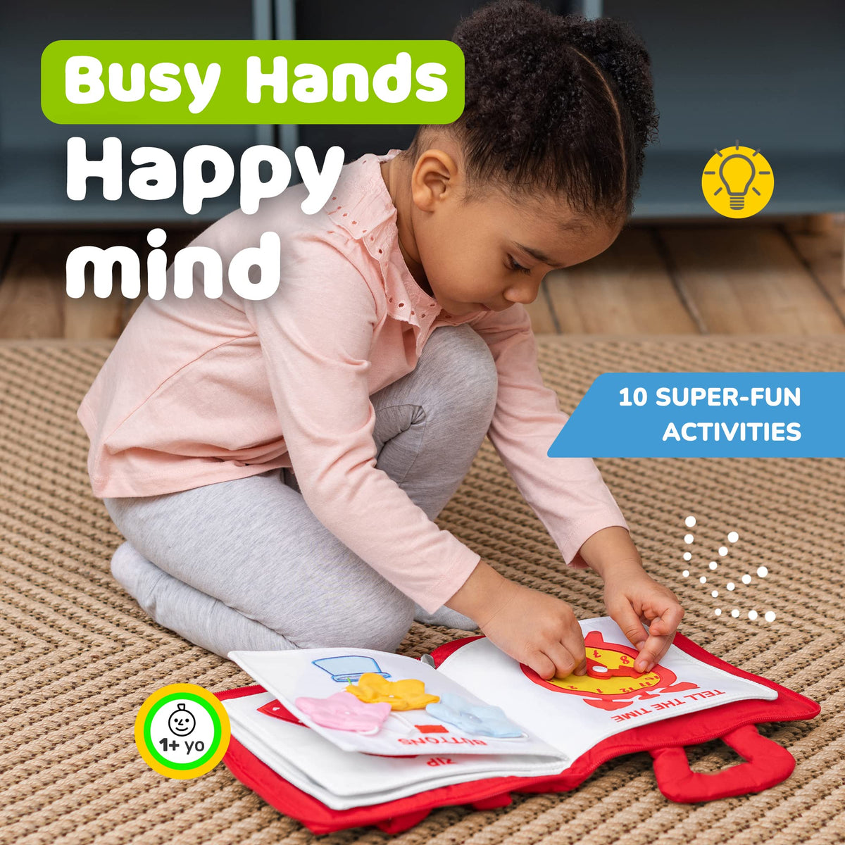 deMoca travel toys zipper and clasp page helps independent play during trips