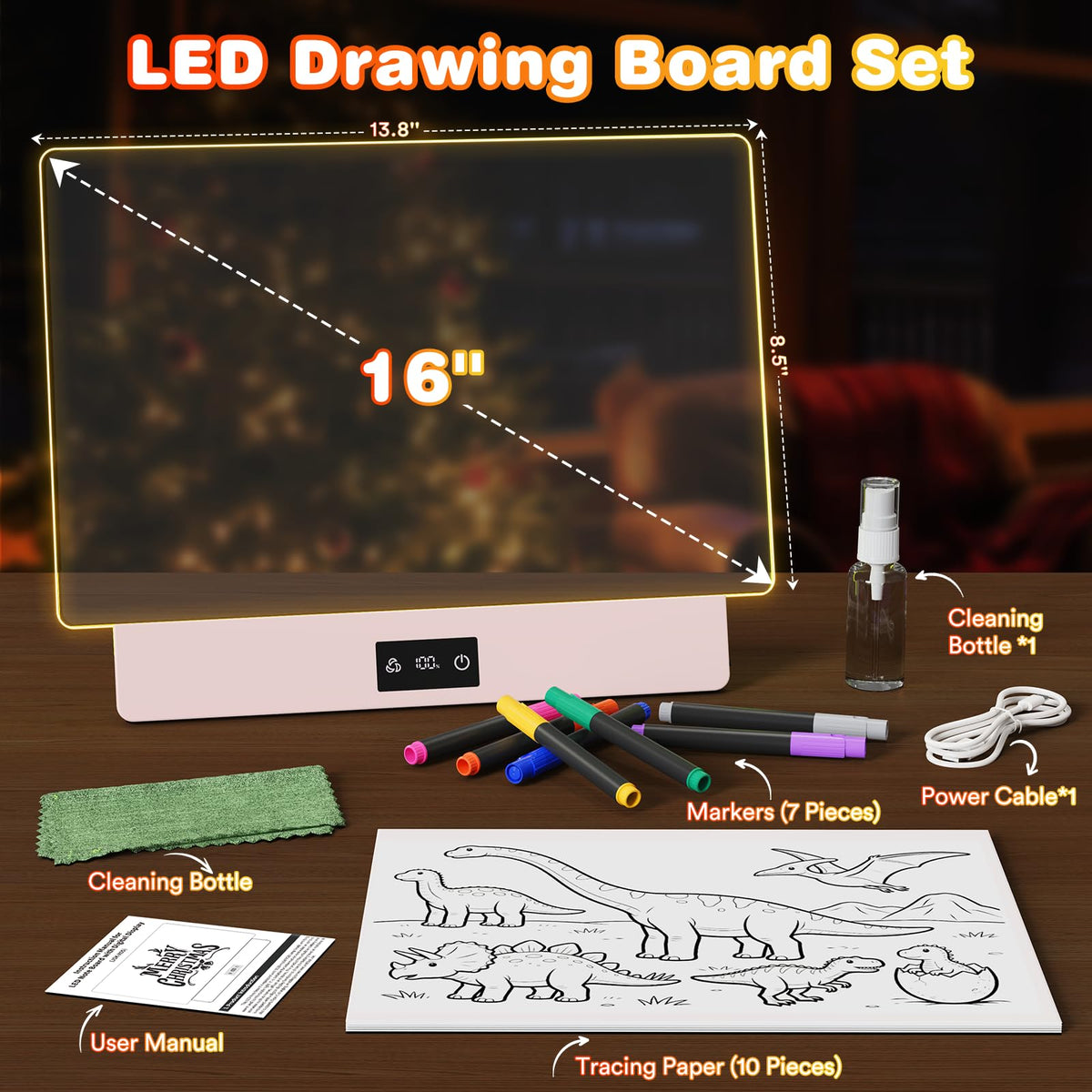 Demolike LED drawing board with 2000mAh battery for cordless creativity