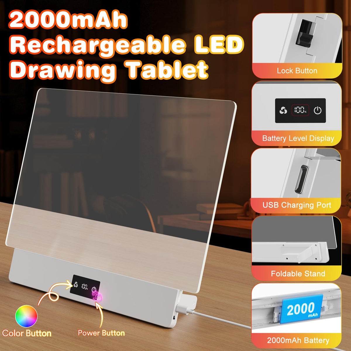 Demolike LED drawing board with tracing papers and accessories included.