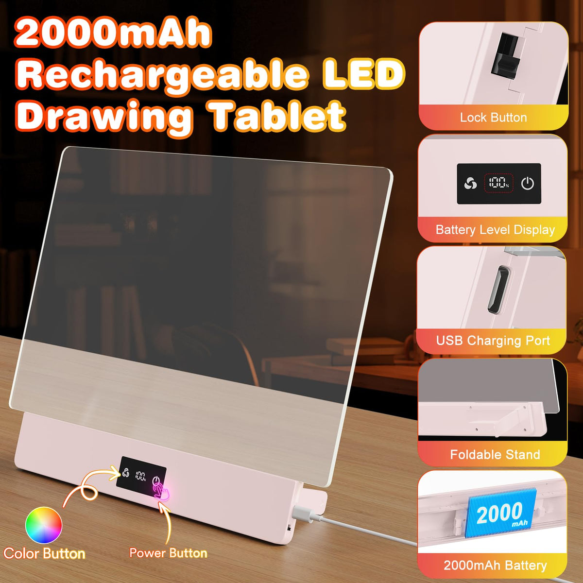 Demolike LED drawing board used as multi functional display for messages and notes