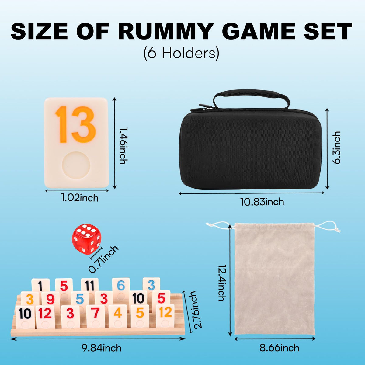 Demteric Rummy wooden holders six units displayed for organized, stable tile placement.