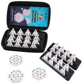 Demteric triangle domino travel case showing portable, durable storage for on-the-go play