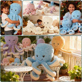 DENTRUN blue 16-inch octopus plush, larger hug for reading time
