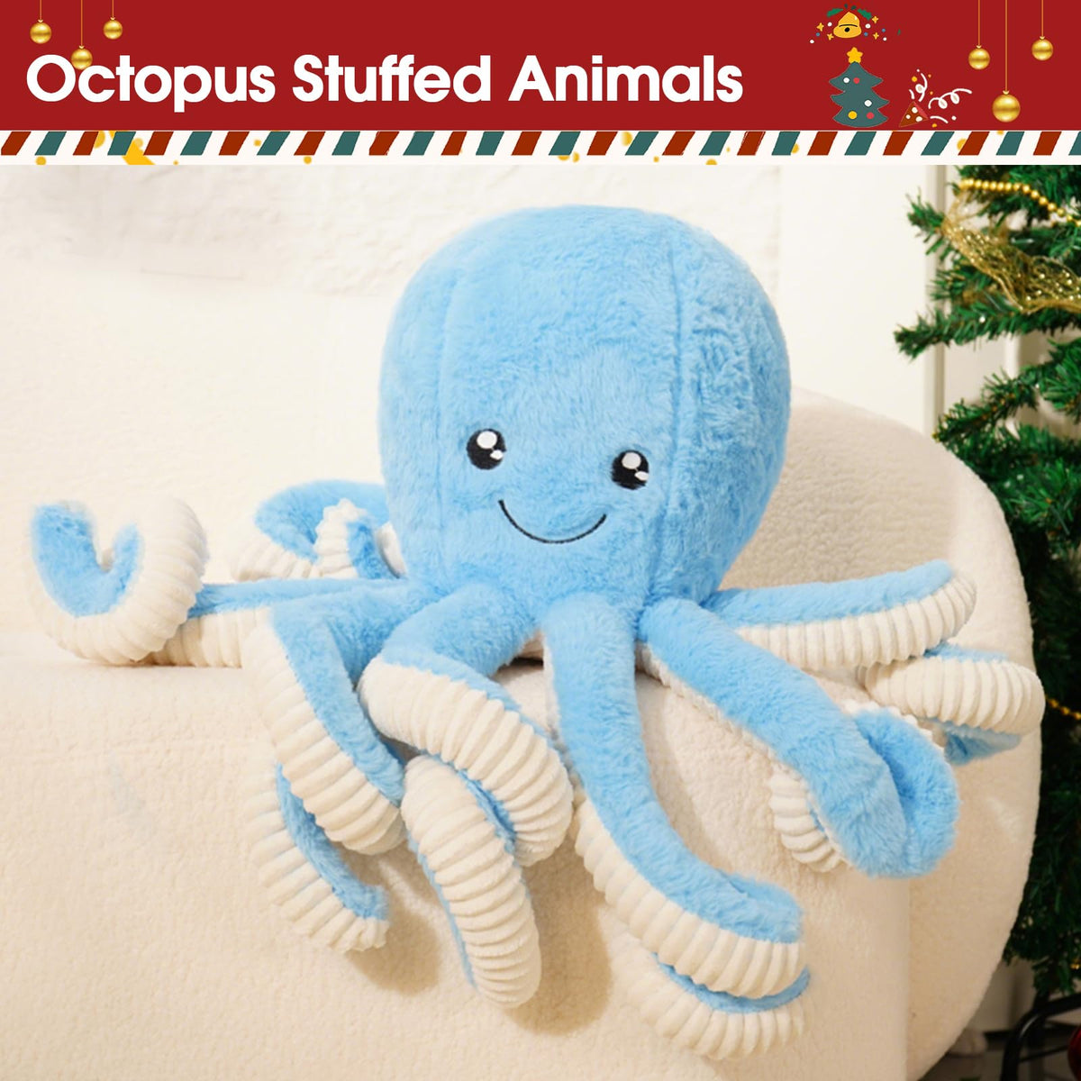 DENTRUN brown 16-inch octopus plush, versatile playmate