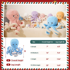 DENTRUN pink 24-inch octopus plush, cozy friend for naps and stories