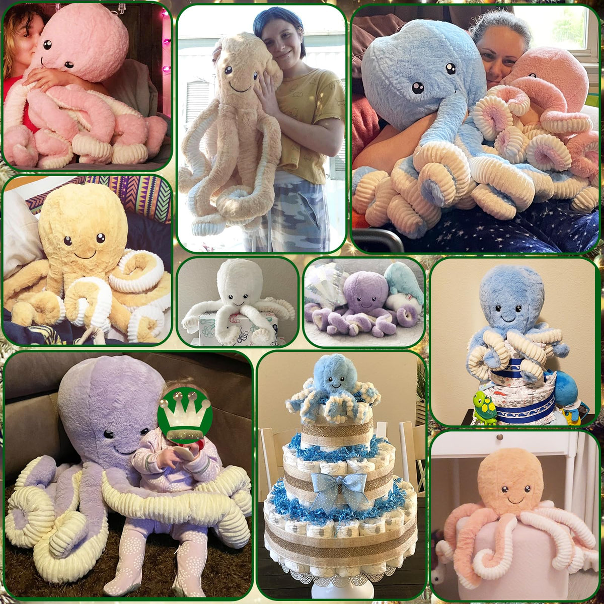 DENTRUN octopus plush with suction cup for playful display
