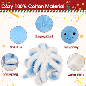 DENTRUN white 24-inch octopus plush, gentle pillow-like companion
