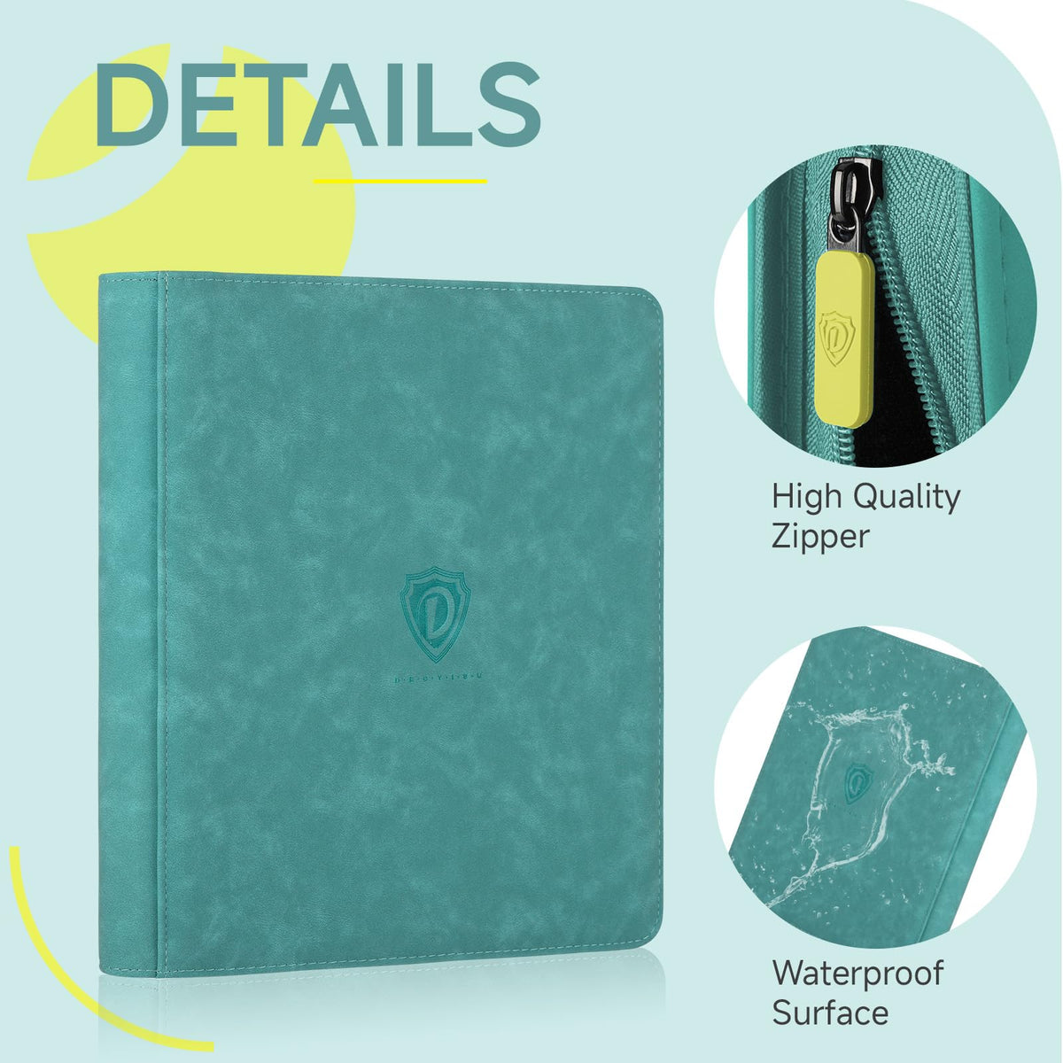 Deoyibu card binder zip close feature keeping cards secure.