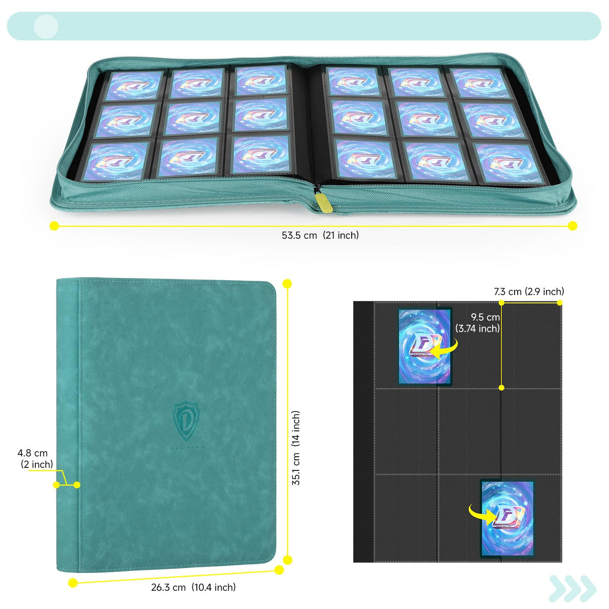 Open double-sided pockets for easy card viewing on both sides