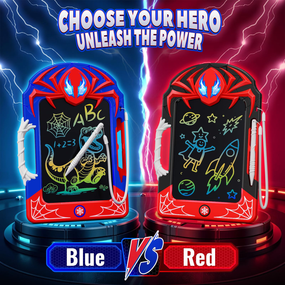 DEOZHANG LCD Writing Tablet 2-Pack blue hero style with grip for easy handling