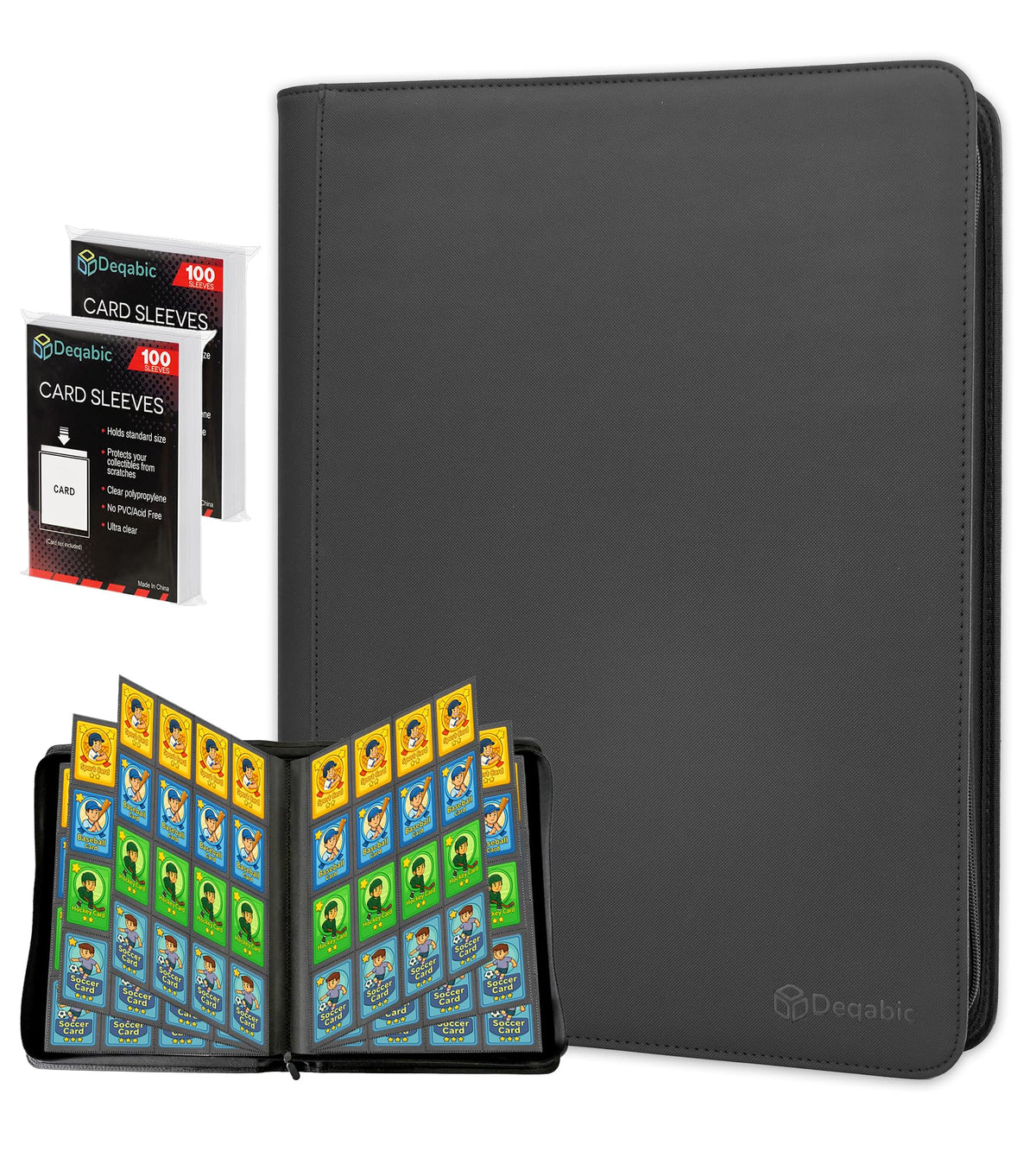 Deqabic DEQADIC 16-pocket binder open helps organize your card collection at a glance.